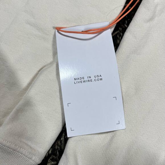 Live wire Big Type Cream Pullover Hoodie Men’s Sz L New - Picture 5 of 7